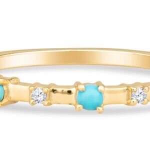 14 Karat Gold Turquoise and Diamond stackable ring from Kemo Sabe